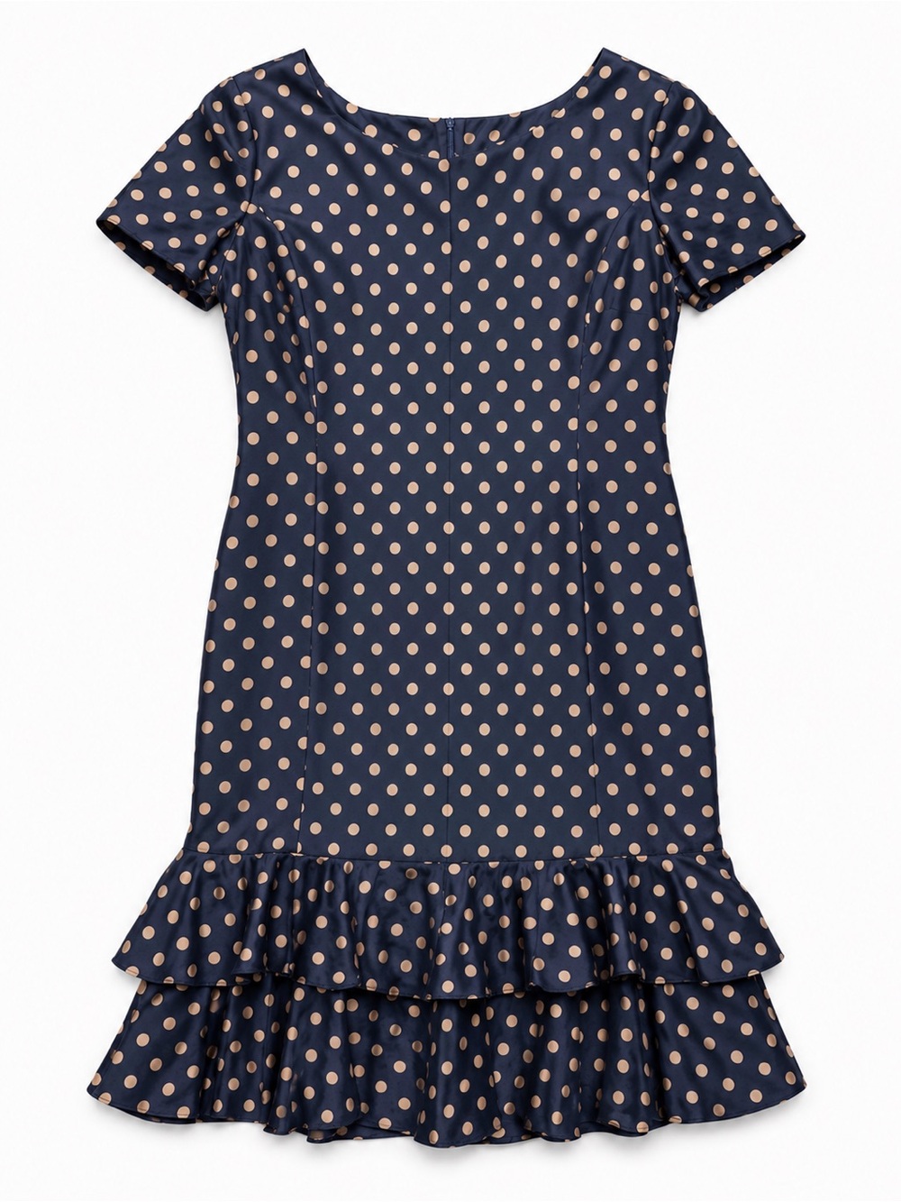 George Simonton 100% Silk Vintage Flounce Dress Size 10 Navy Blue